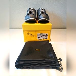 Fendi Mens Gray Zucca/Canvas Sneakers 8.5